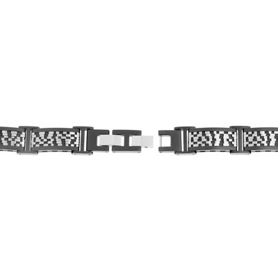 Mens Black IP Stainless Steel Chain Bracelet with Lock Extender