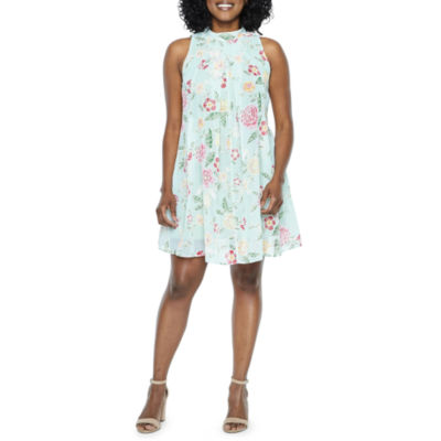 Robbie Bee Petite Sleeveless Floral Midi Swing Dresses, Color Mint