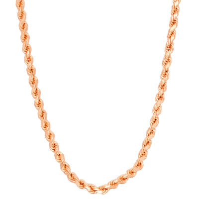 14K Gold Over Silver Solid Rope Chain Necklace