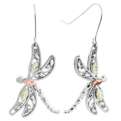Black Hills Gold Sterling Silver Butterfly Drop Earrings