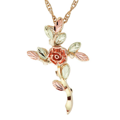 Black Hills Gold Womens 10K Tri-Color Gold Flower Pendant