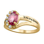 Artcarved Personalized Multi Color Stone 10K Gold Oval Band