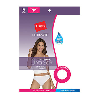 HANES WOMEN'S ULTIMATE COTTON COMFORT SIZE 9/2XL BRIEF PANTY TAN/ WHITE 5  PACK