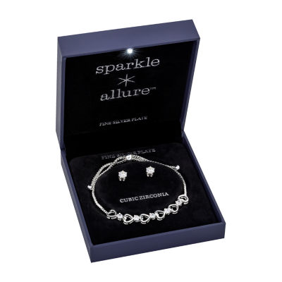 Sparkle Allure Light Up Box 2-pc. Cubic Zirconia Pure Silver Over Brass Jewelry Set