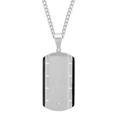 Mens Diamond Accent Mined White Diamond Stainless Steel Dog Tag Pendant ...