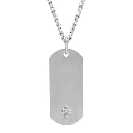 Mens Diamond Accent Genuine White Diamond Accent Stainless Steel Dog Tag Pendant Necklace, One Size - 28793980018