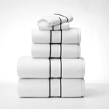 Fancy Cotton Bath Towel Set 11pc with Satin Fern border White