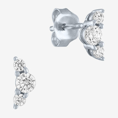 Diamond Addiction 1/4 CT. T.W. Lab Grown White Diamond 10K White Gold Curved Stud Earrings