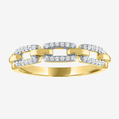 Diamond Addiction Womens 1/6 CT. T.W. Natural White Diamond 10K Gold Paperclip Band