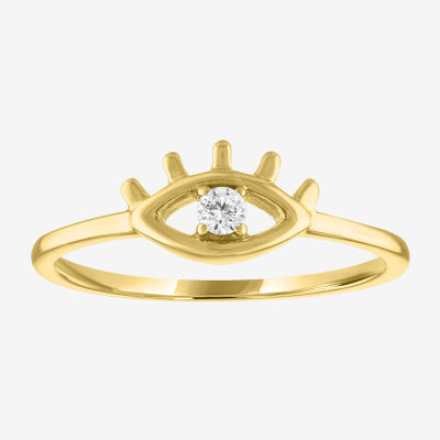 Diamond Addiction (G-H / Si2-I1) Womens Diamond Accent Lab Grown White Diamond 10K Gold Evil Eye Stackable Ring