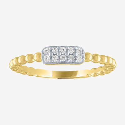 Diamond Addiction Womens 1/10 CT. T.W. Lab Grown White Diamond 10K Gold Stackable Ring