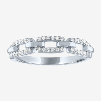 Diamond Addiction Womens 1/6 CT. T.W. Natural White Diamond 10K Gold Paperclip Band