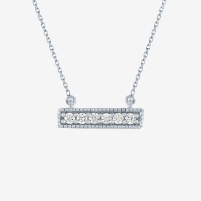 (G-H / SI2-I1) Diamond Addiction Womens 1/10 CT.T.W. Lab-Grown Diamond Bar Pendant Necklace