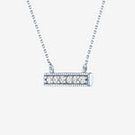 Diamond Addiction Womens 1/10 CT. T.W. Lab Grown White Diamond 10K White Gold Bar Pendant Necklace