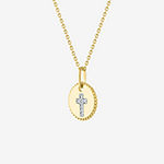 Diamond Addiction Womens Diamond Accent Genuine White Diamond 10K Gold Cross Pendant Necklace