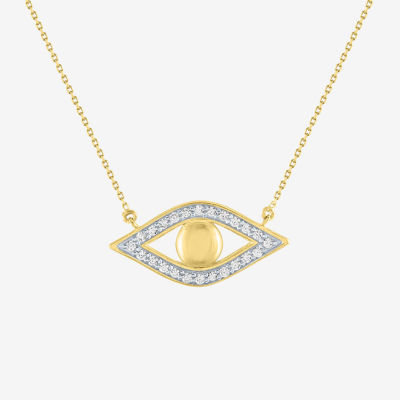 Diamond Addiction Womens 1/7 CT. T.W. Mined White Diamond 10K Gold Evil Eye Pendant Necklace