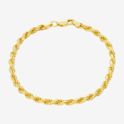 Made Italy 14K Gold Over Silver 8 Inch Solid Rope Chain Bracelet