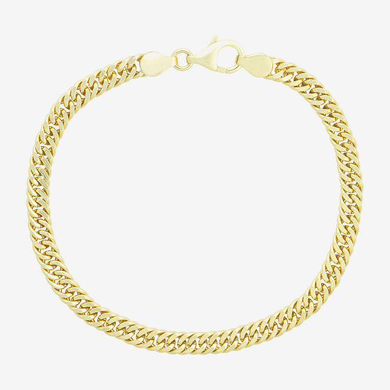 Made In Italy 14K Gold Over Silver 8 Inch Solid Cuban Chain Bracelet
