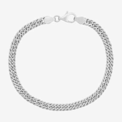 Made In Italy Sterling Silver 8 1/2 Inch Solid Cuban Chain Bracelet ...