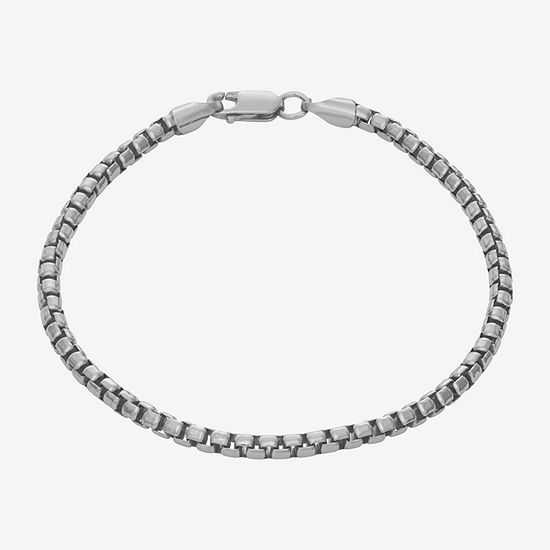 Made In Italy Sterling Silver 8 Inch Hollow Box Chain Bracelet