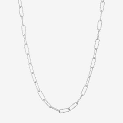 Made Italy Sterling Silver 18 Inch Solid Paperclip Chain Necklace