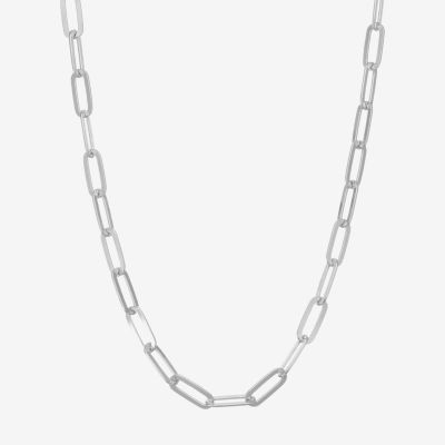 Made Italy Womens 18 Inch Sterling Silver Link Necklace Paperclip