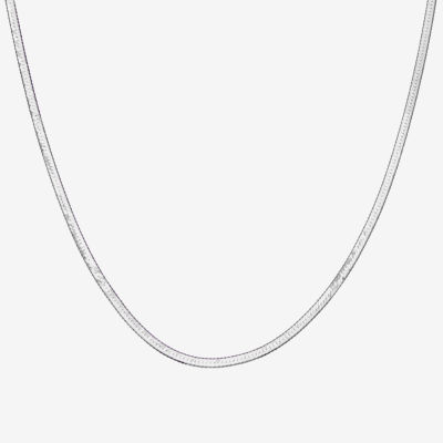 Made Italy Sterling Silver 18 Inch Solid Herringbone Chain Necklace