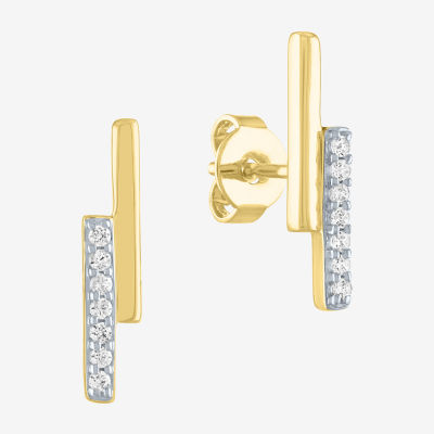 Diamond Addiction 1/10 CT. T.W. Mined White Diamond Sterling Silver 15.6mm Bar Stud Earrings