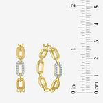 Diamond Addiction 1/10 CT. T.W. Genuine White Diamond 14K Gold Over Silver Paperclip Hoop Earrings