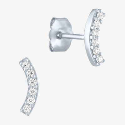 Diamond Addiction 1/10 CT. T.W. Genuine White Diamond Sterling Silver Curved Stud Earrings