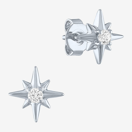 Diamond Addiction North Star 1/10 CT. T.W. Lab Grown White Diamond Sterling Silver Star Stud Earrings