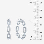 Diamond Addiction 1/10 CT. T.W. Genuine White Diamond Sterling Silver Paperclip Hoop Earrings