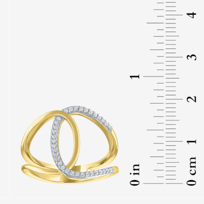 Diamond Addiction Double C Link Womens 1/10 CT. T.W. Genuine White Diamond Cocktail Ring