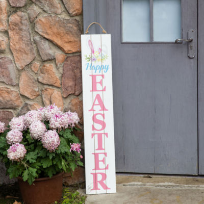 Glitzhome "42""H Happy Welcome Porch Sign" Easter Yard Art