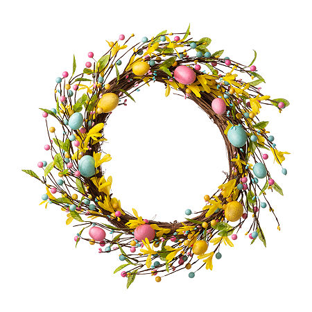 Glitzhome 22 Easter Egg Wreath, One Size, Yellow