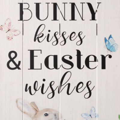 Glitzhome 18" Easter Wooden Bunny Wall Sign