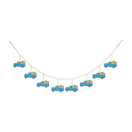 Glitzhome 6' Easter Metal Truck Garland, One Size, Blue