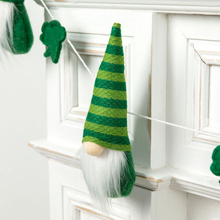 Glitzhome 6' St. Patrick's Gnomes Garland, One Size, Green