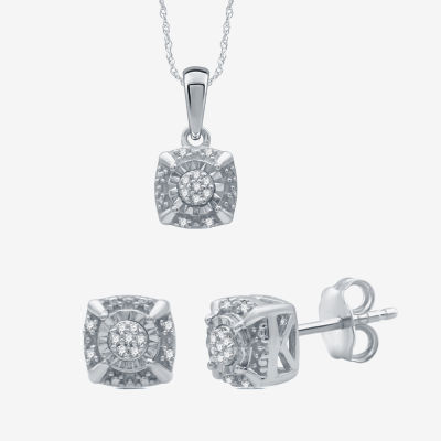 1 CT. T.W. Natural White Diamond Sterling Silver 2-pc. Jewelry Set