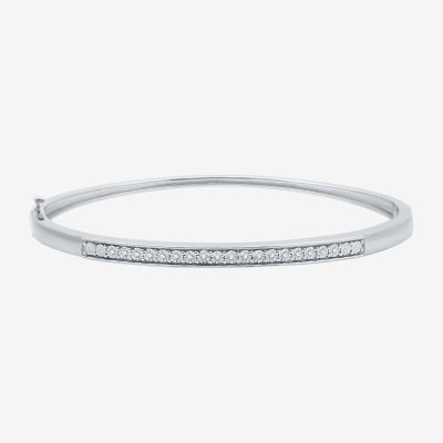 Womens 1/10 CT. T.W. Natural White Diamond Sterling Silver Bangle Bracelet