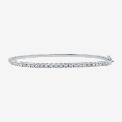 1/4 CT. T.W. Natural White Diamond Sterling Silver Bangle Bracelet