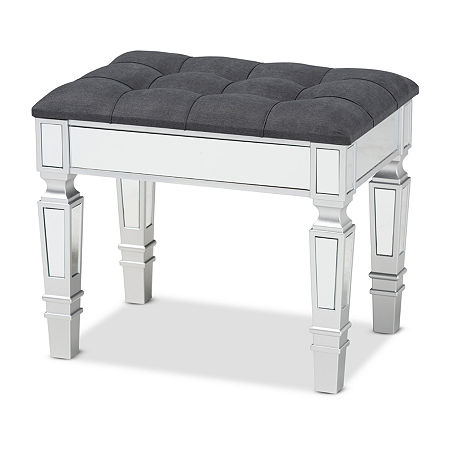 Hedia Upholstered Ottoman, One Size, Gray