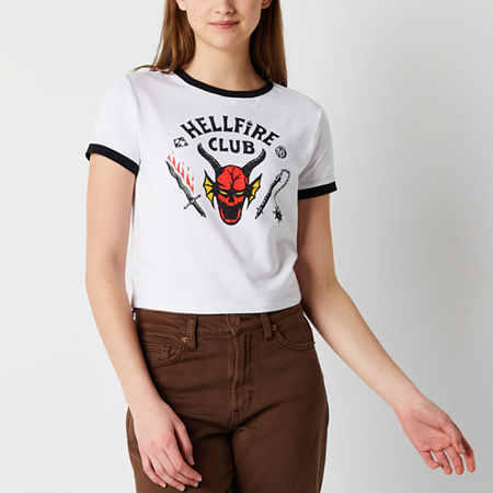  Juniors Stranger Things Hellfire Club Womens Short Sleeve Ringer Baby T-Shirt