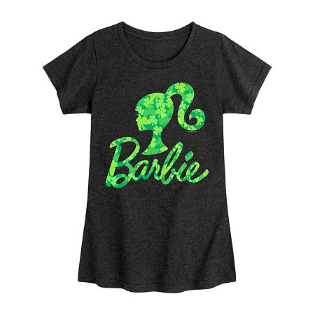 Big Girls Round Neck Short Sleeve Barbie Graphic T-Shirt, Small, Black