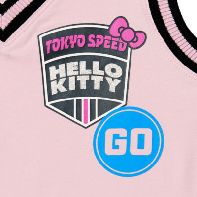 Juniors Hello Kitty Toyko Speed Cropped Jersey Womens V Neck Sleeveless Tank Top