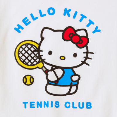 Juniors Hello Kitty Tennis Club Womens Crew Neck Long Sleeve Sweatshirt