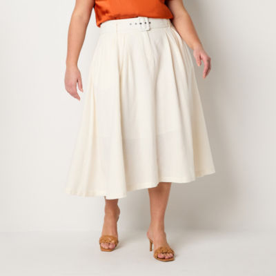 Worthington Womens Mid Rise Midi Pleated Skirt Plus JCPenney