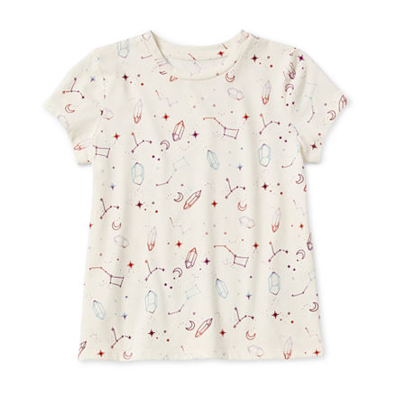 Thereabouts Little & Big Girls Crew Neck Short Sleeve Graphic T-Shirt, X-large (16), White