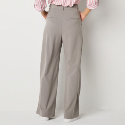 by&by Womens Wide Leg High Rise Juniors Flat Front Pant