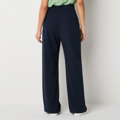 by&by-Juniors Womens High Rise Wide Leg Flat Front Pant